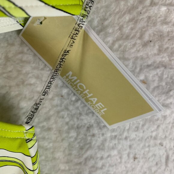 Michael Kors Womens Zebra Print Cutout Halter One Piece Lime Swimsuit Size 4 NWT - Picture 2 of 7